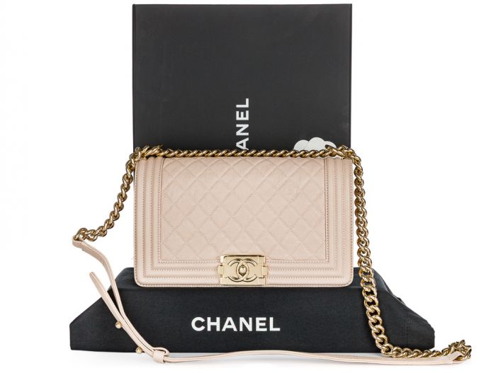 Chanel Beige Caviar Medium Boy Flap Bag - Image 6