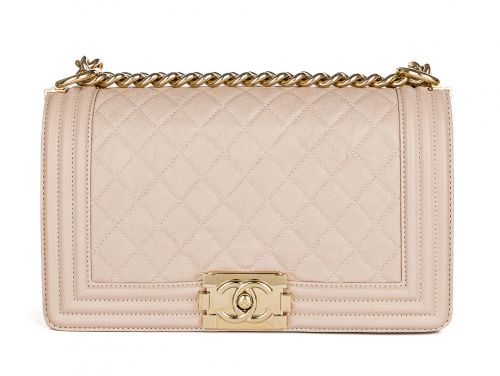 Chanel Beige Caviar Medium Boy Flap Bag