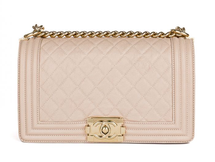 Chanel Beige Caviar Medium Boy Flap Bag
