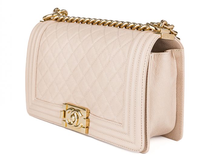 Chanel Beige Caviar Medium Boy Flap Bag - Image 2