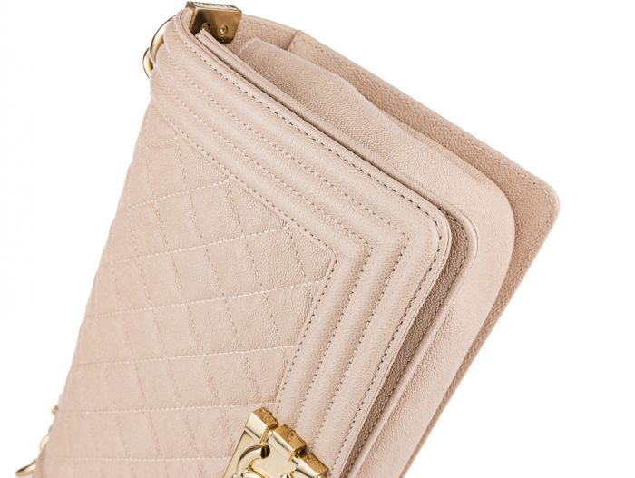 Chanel Beige Caviar Medium Boy Flap Bag - Image 3