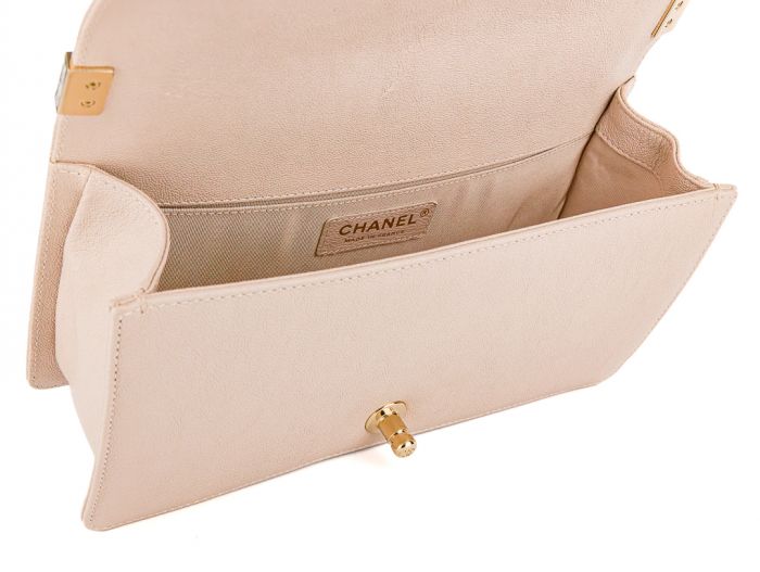 Chanel Beige Caviar Medium Boy Flap Bag - Image 4