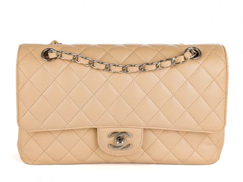 Chanel Beige Medium Caviar Classic Flap Bag