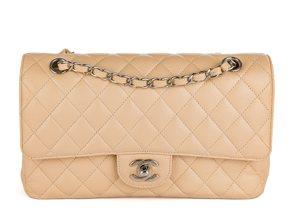 Chanel Beige Medium Caviar Classic Flap Bag