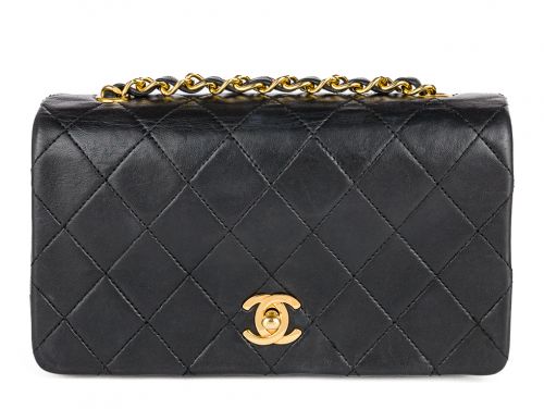 Chanel Black Lambskin Vintage Flap Bag