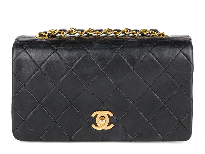Chanel Black Lambskin Vintage Flap Bag