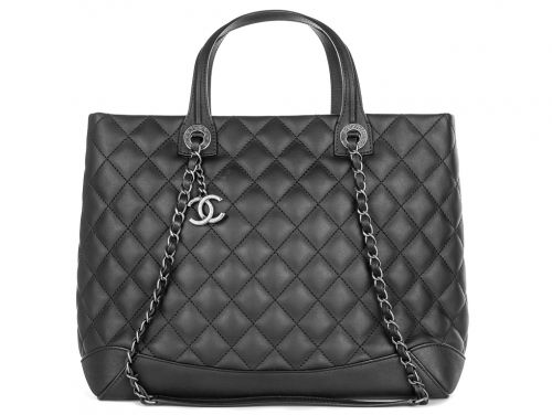 Chanel Black Leather Easy Shopping Tote Bag
