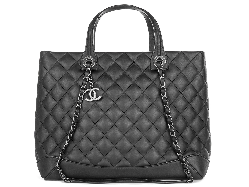 Chanel Black Leather Easy Shopping Tote Bag