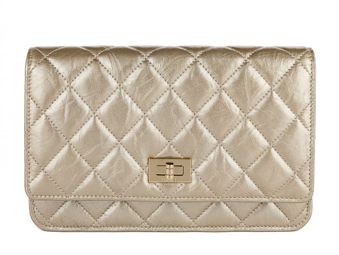 Chanel Gold Metallic 2.55 Reissue Wallet on Chain Bag