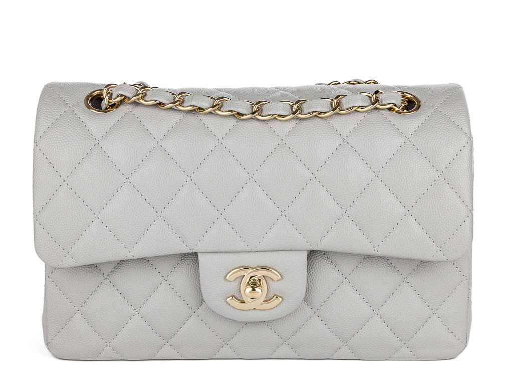 Chanel Grey Caviar Small Double Flap Bag