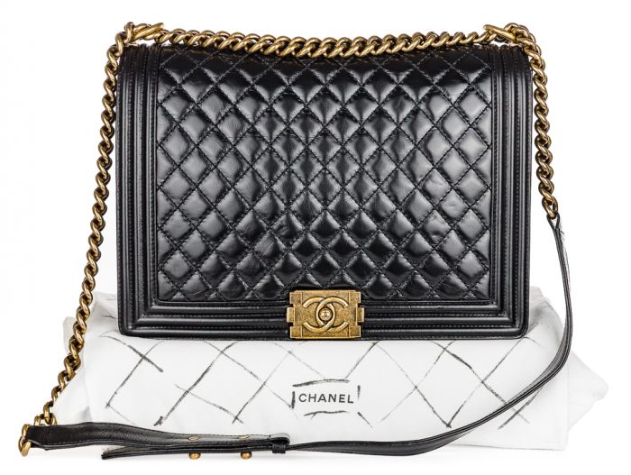 Chanel Large Black Leather Boy Flap Bag - Image 6