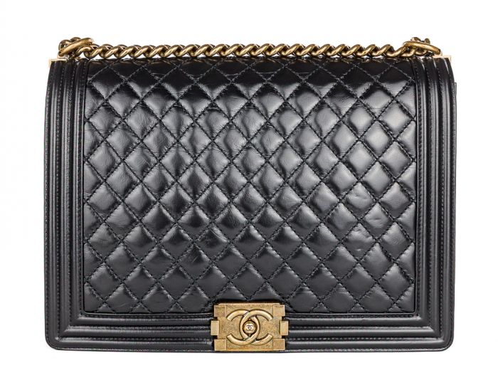 Chanel Large Black Leather Boy Flap Bag