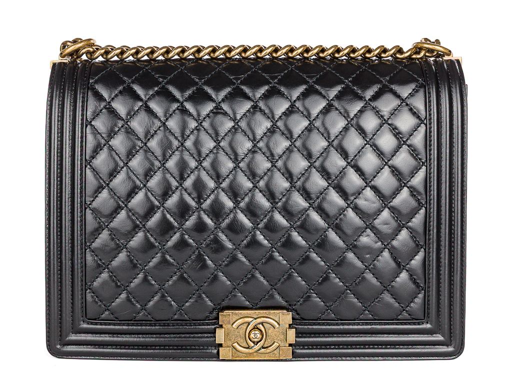 Chanel Large Black Leather Boy Flap Bag