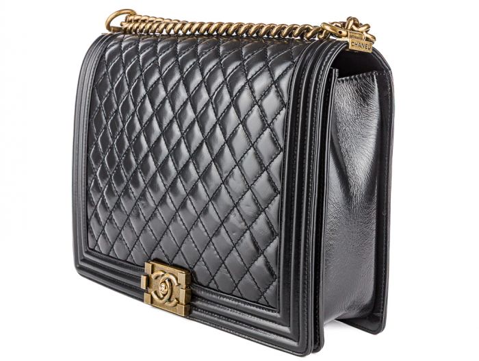 Chanel Large Black Leather Boy Flap Bag - Image 2