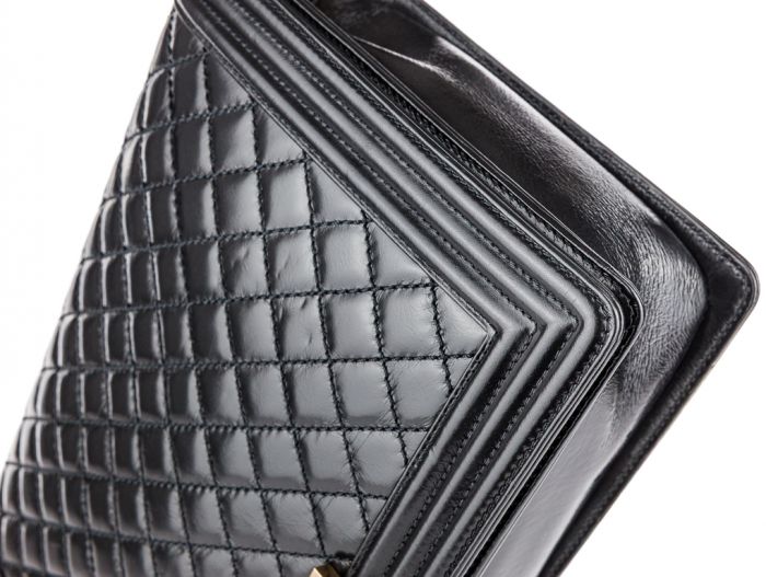 Chanel Large Black Leather Boy Flap Bag - Image 3