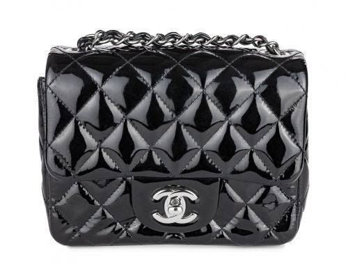 Chanel Mini Classic Patent So Black Single Flap Crossbody Bag