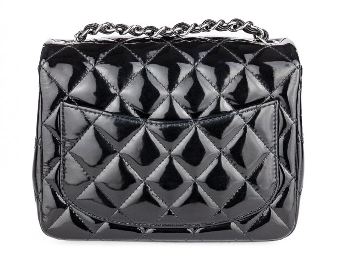 Chanel Mini Classic Patent So Black Single Flap Crossbody Bag - Image 5