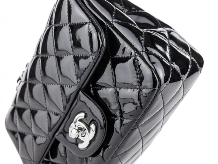 Chanel Mini Classic Patent So Black Single Flap Crossbody Bag - Image 3