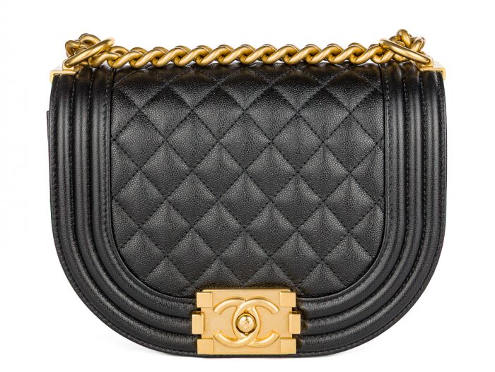 Chanel Small Black Quilted Caviar Boy Messenger Bag