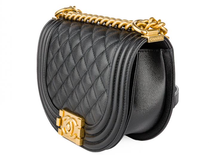 Chanel Small Black Quilted Caviar Boy Messenger Bag - Image 2