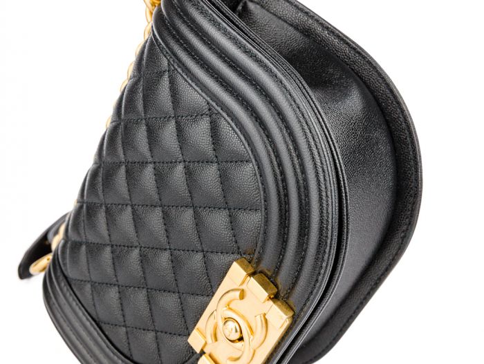 Chanel Small Black Quilted Caviar Boy Messenger Bag - Image 3