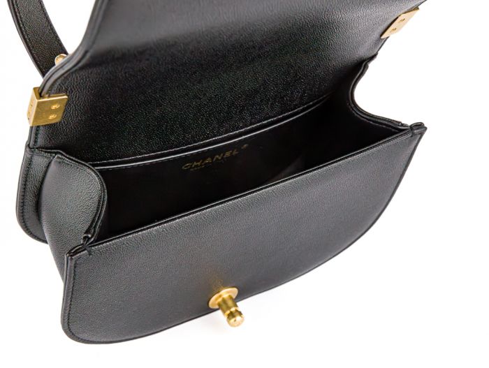 Chanel Small Black Quilted Caviar Boy Messenger Bag - Image 4