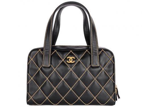 Chanel Wildstitch Black Leather Tote Bag