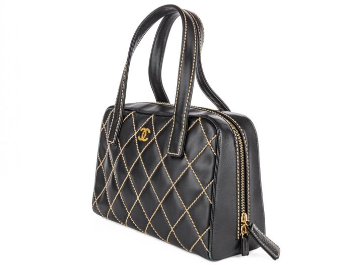 Chanel Wildstitch Black Leather Tote Bag - Image 2