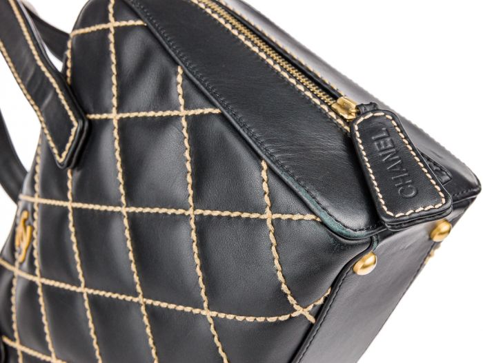 Chanel Wildstitch Black Leather Tote Bag - Image 3