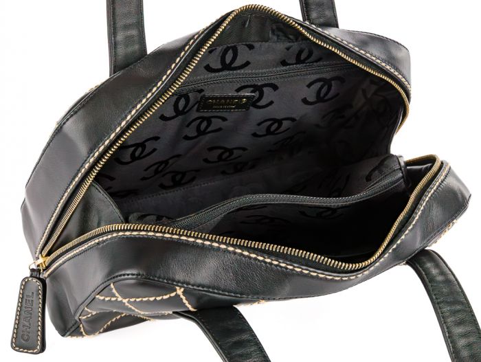 Chanel Wildstitch Black Leather Tote Bag - Image 4