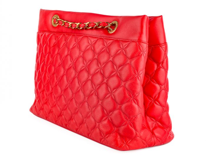 Chopard Red Leather Quilted Shoulder Bag - Image 2