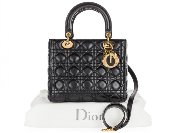 Christian Dior Black Cannage Lady Dior Bag - Image 6
