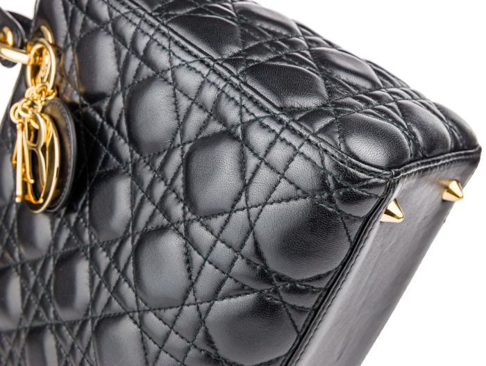 Christian Dior Black Cannage Lady Dior Bag - Image 3