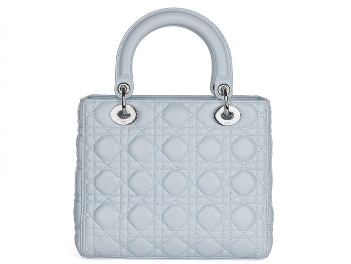Christian Dior Blue Lady Dior Lambskin Leather Bag - Image 5