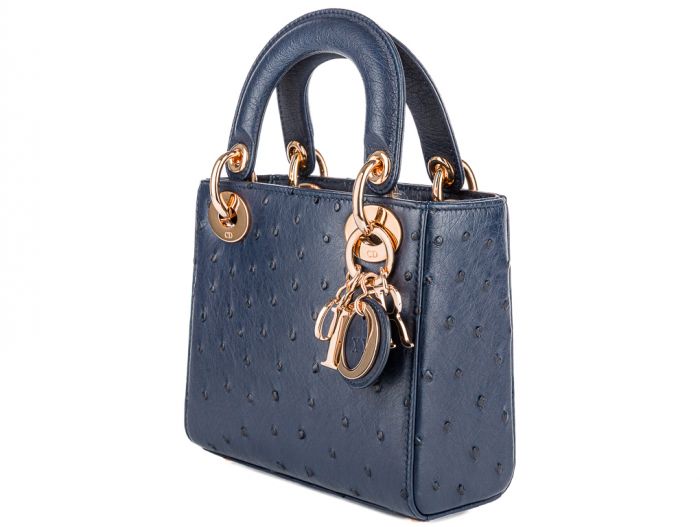 Christian Dior Blue Ostrich Mini Lady Dior - Image 2