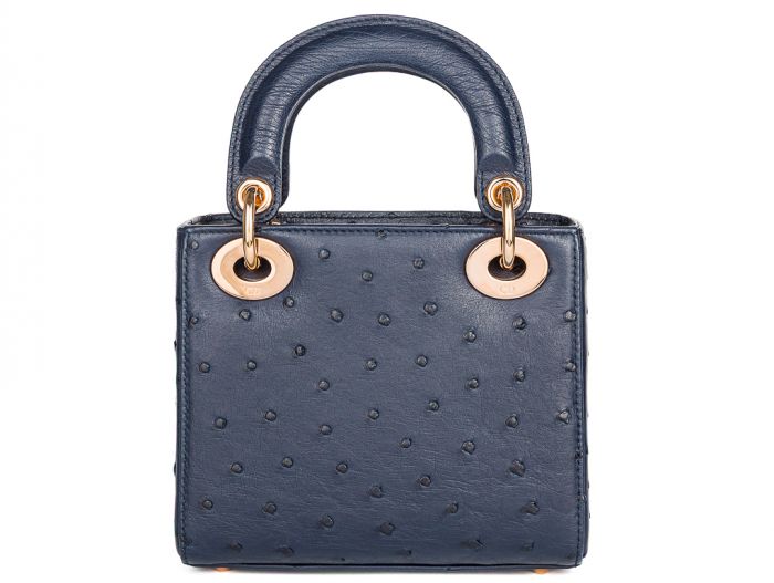 Christian Dior Blue Ostrich Mini Lady Dior - Image 5