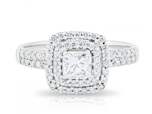 Diamond Princess Cut and Brilliant Round Diamond Ring (1)