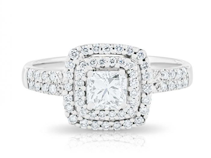 Diamond Princess Cut and Brilliant Round Diamond Ring (1)