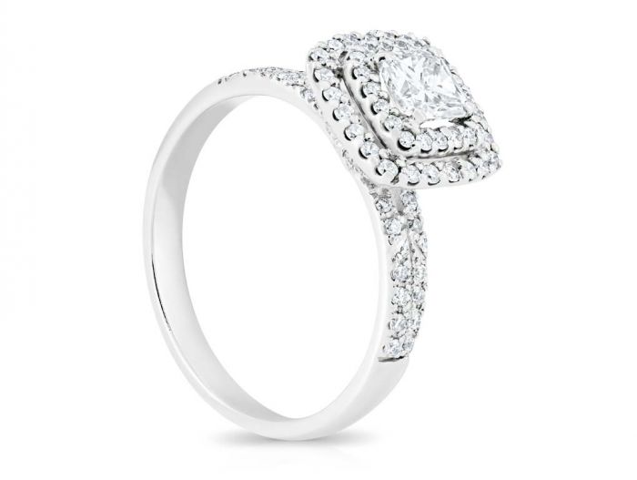 Diamond Princess Cut and Brilliant Round Diamond Ring - Image 2