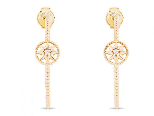 Dior Diamond Rose Des Vents Hoop Earrings