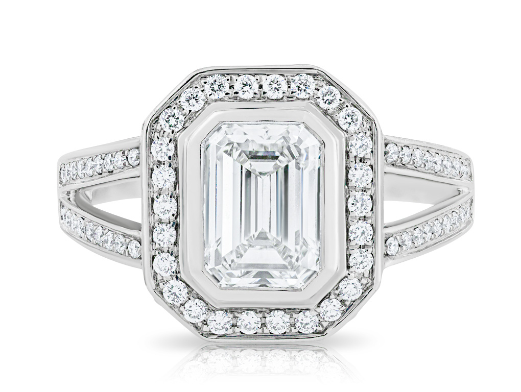 Emerald Cut Diamond Ring with Halo (1)