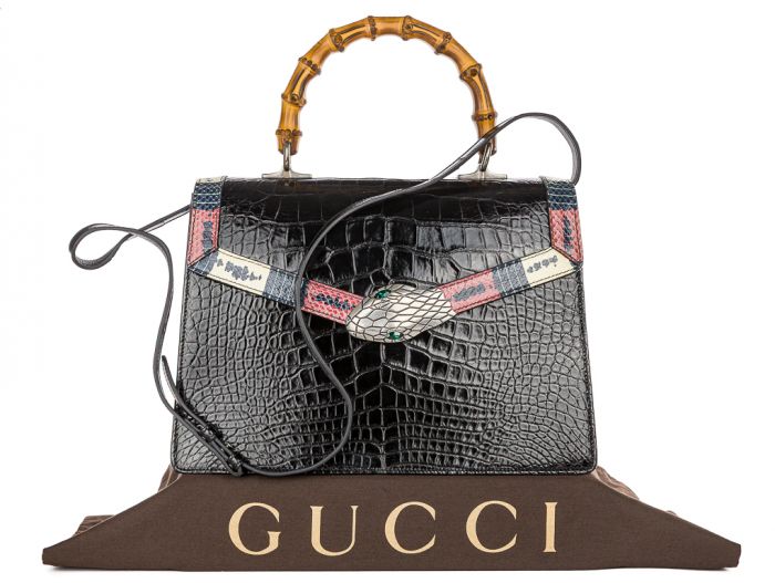 Gucci Alligator Top Handle with Shoulder Strap Bag - Image 6