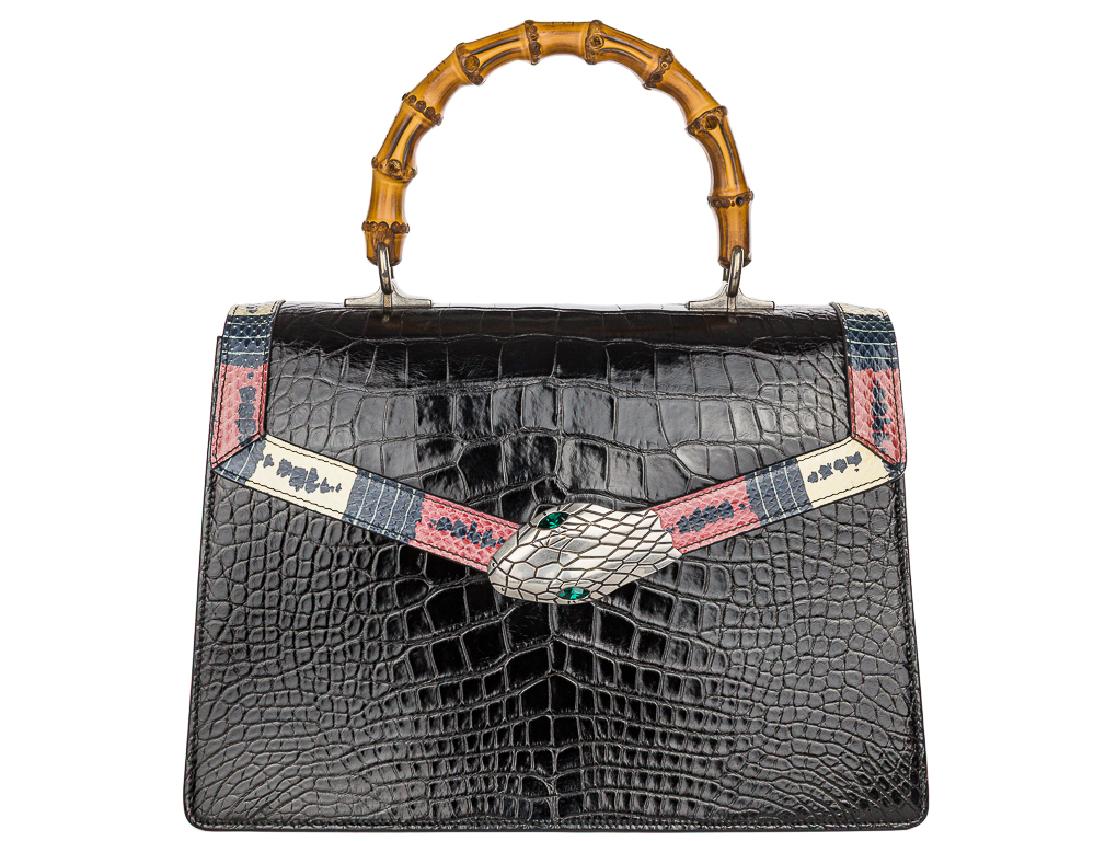Gucci Alligator Top Handle with Shoulder Strap Bag
