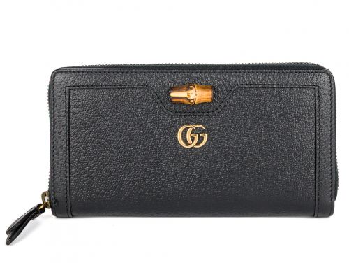 Gucci Black Leather Bamboo Wallet