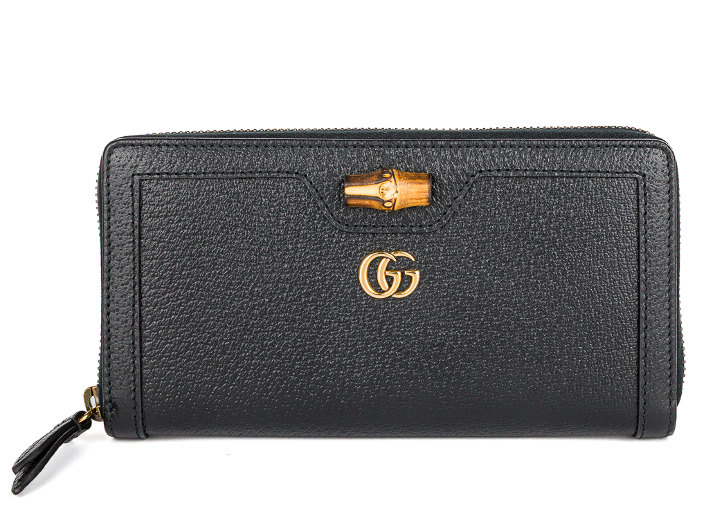 Gucci Black Leather Bamboo Wallet