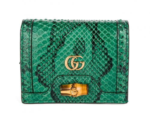 Gucci Diana Python Green Card Case Wallet