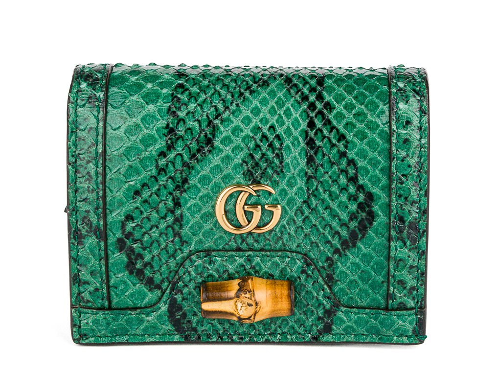 Gucci Diana Python Green Card Case Wallet