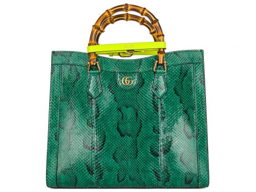 Gucci Green Diana Python Medium Tote Bag