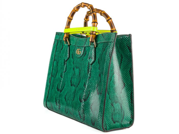Gucci Green Diana Python Medium Tote Bag - Image 2