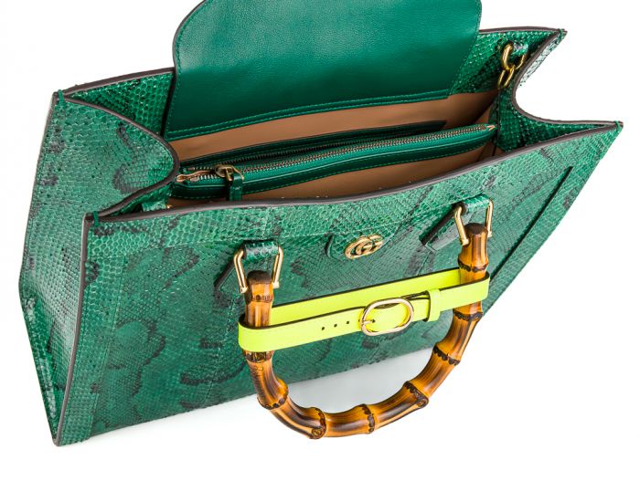 Gucci Green Diana Python Medium Tote Bag - Image 4